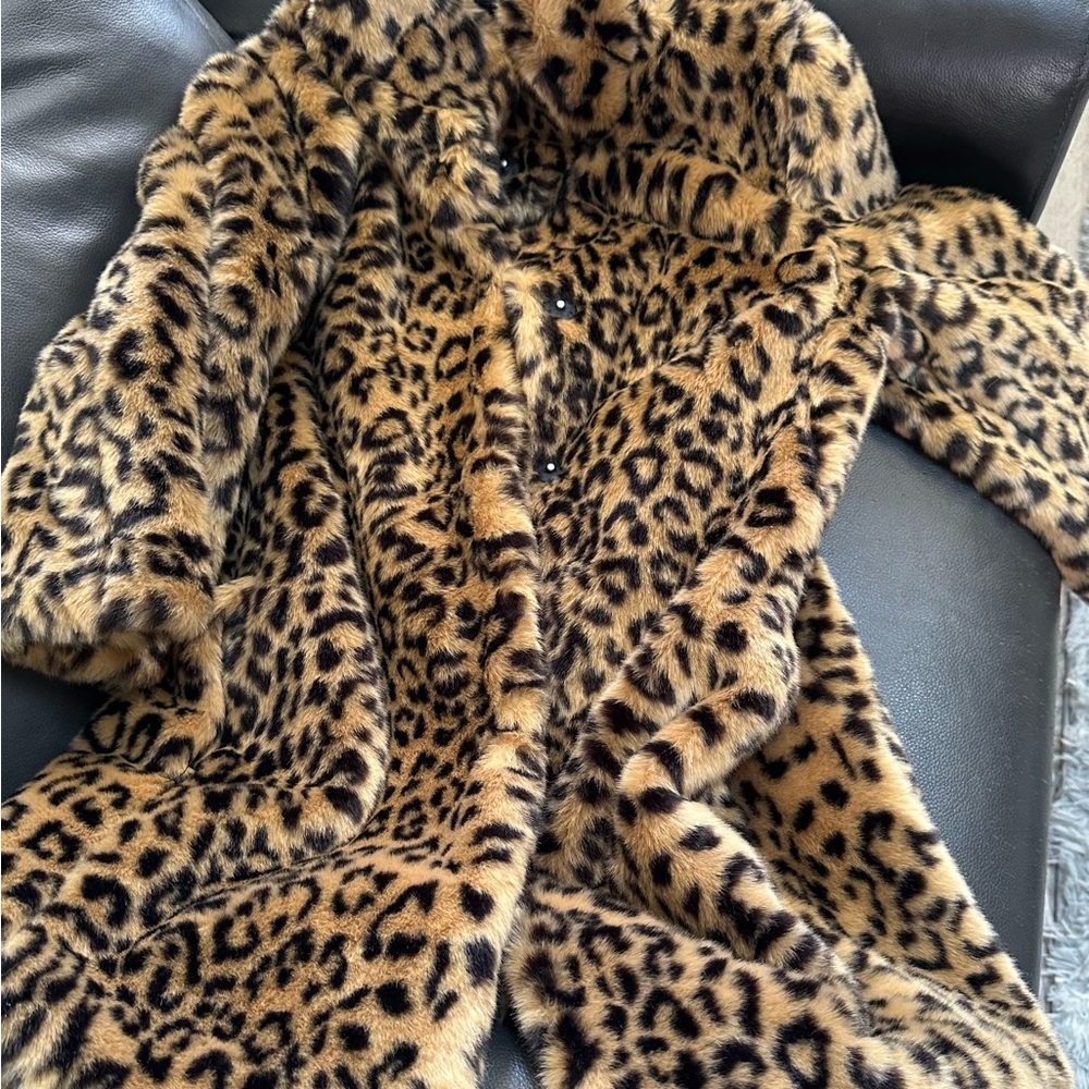 Leopard Print Faux Fur Coat